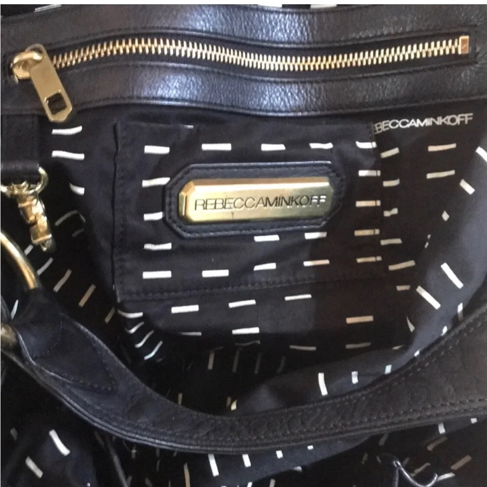 Rebecca Minkoff Black Gold Nikki Hobo Y2K Leather Shoulder Bag Grunge Biker